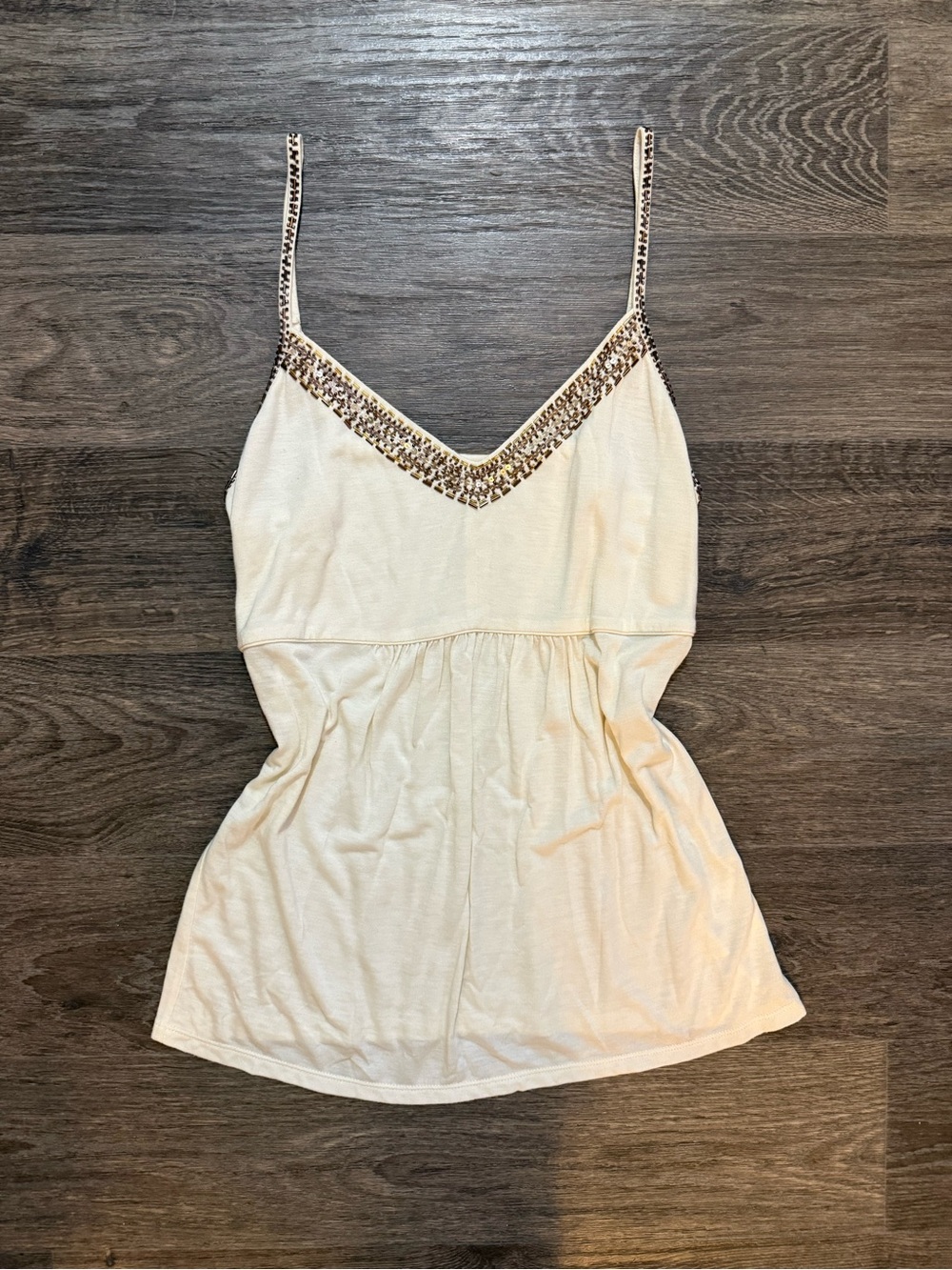 Beaded V-Neck Spaghetti Strap Tank